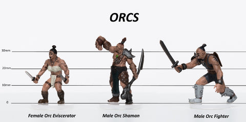 Orcs Group of 3 - Set C - Eviscerator, Shaman, Warrior - 28mm Plastic Minis - Role 4 Initiative 