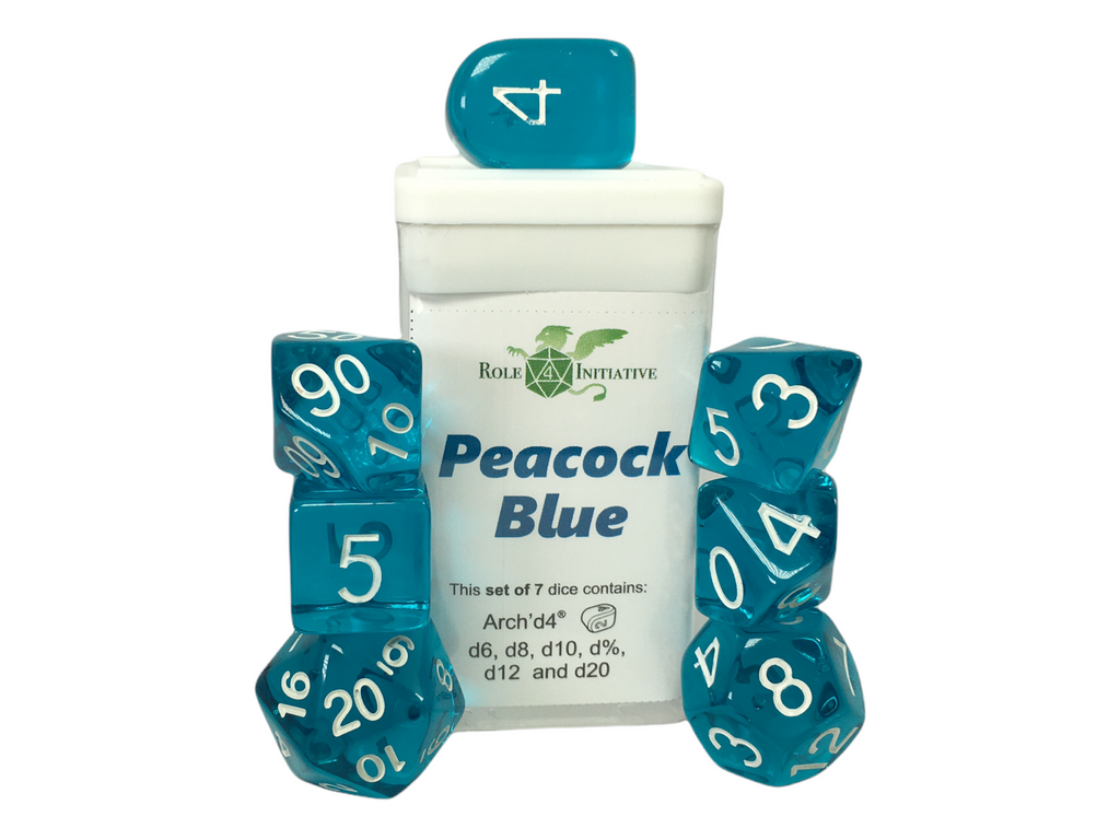Dice Peacock Blue - Sets  Singles Set of 7 w/ Arch'd4 in box