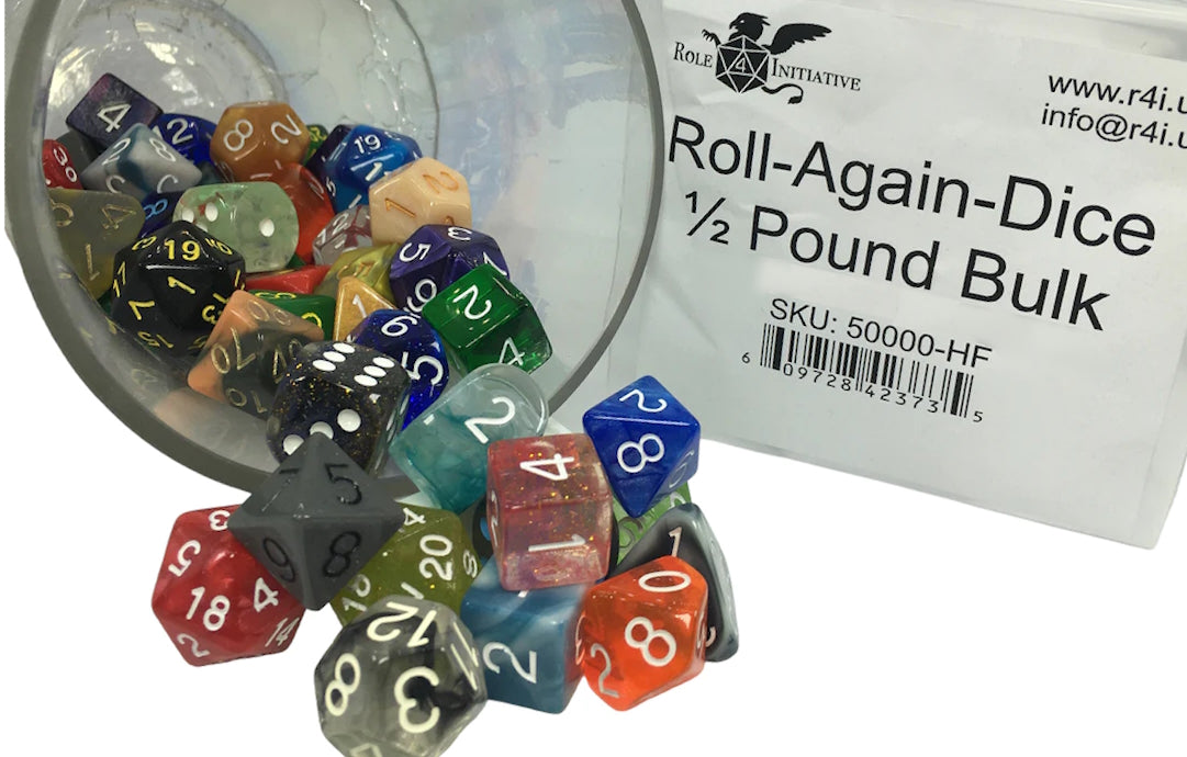 Hand Sorted Bulk Dice in various polyhedral shapes, colors and