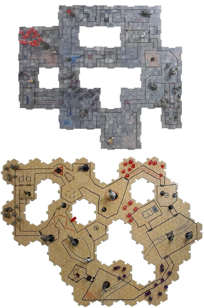 Dry Erase Dungeon Tiles various colors shapes and sizes